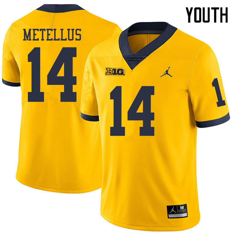 Jordan Brand Youth #14 Josh Metellus Michigan Wolverines College Football Jerseys Sale-Yellow